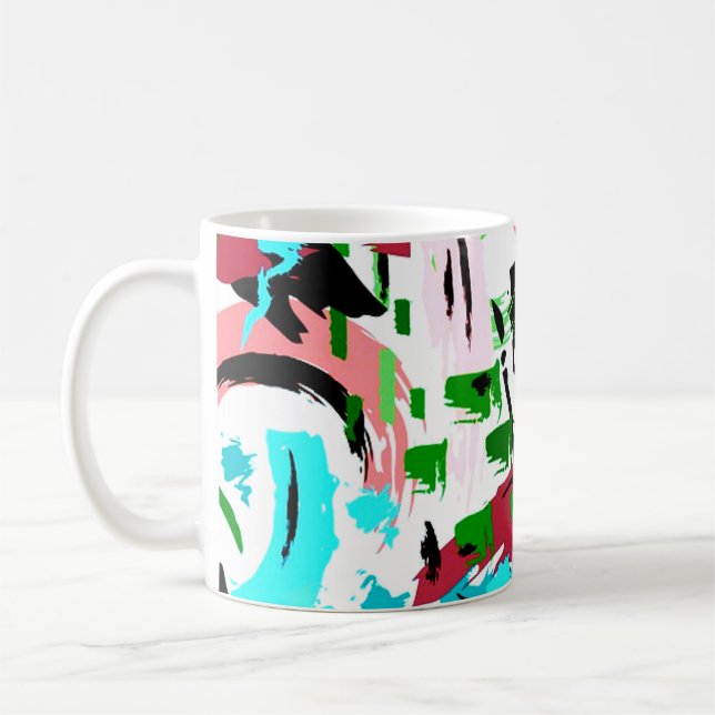Rosa und Aqua abstrakt Kaffeetasse (Links)