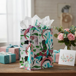 Rosa und Aqua abstrakt Mittlere Geschenktüte