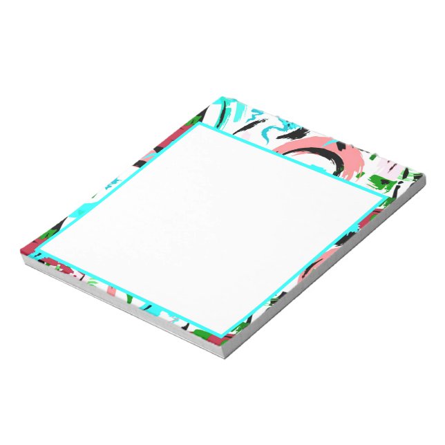 Rosa und Aqua abstrakt Notizblock (Rotiert)