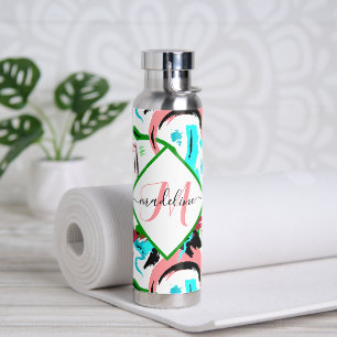 Rosa und aqua abstrakt personalisiert trinkflasche