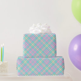 Rosa und Aqua Kariert Geschenkpapier