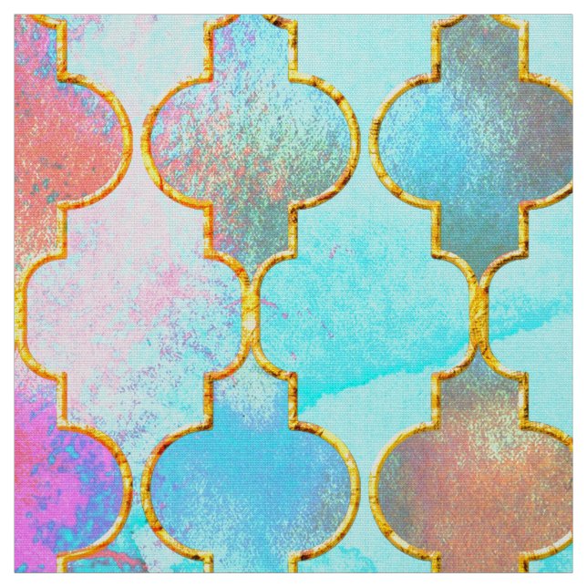 Rosa und Aqua Maroccan Muster Stoff (Muster)