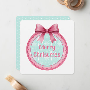 Rosa und Aquafarbene Weihnachtsdekoration Mitteilungskarte