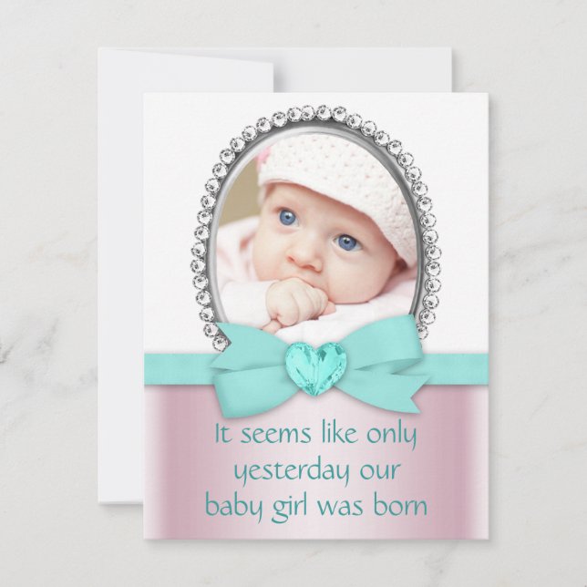 Rosa und Aquamarin blau süß 16 Party Einladung (Vorderseite)