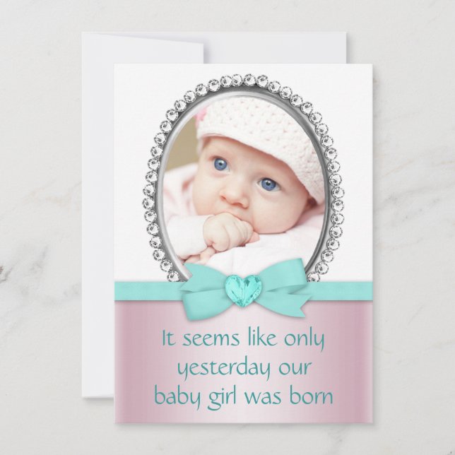 Rosa und Aquamarin blau süß 16 Party Einladung (Vorderseite)