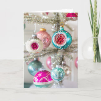 Rosa und Aquamarin Vintage-Weihnachtsbaumschmuck K Karte
