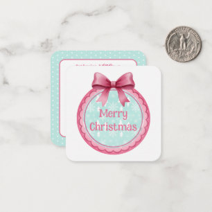 Rosa und Aquamarin-Weihnachtsornament Mitteilungskarte