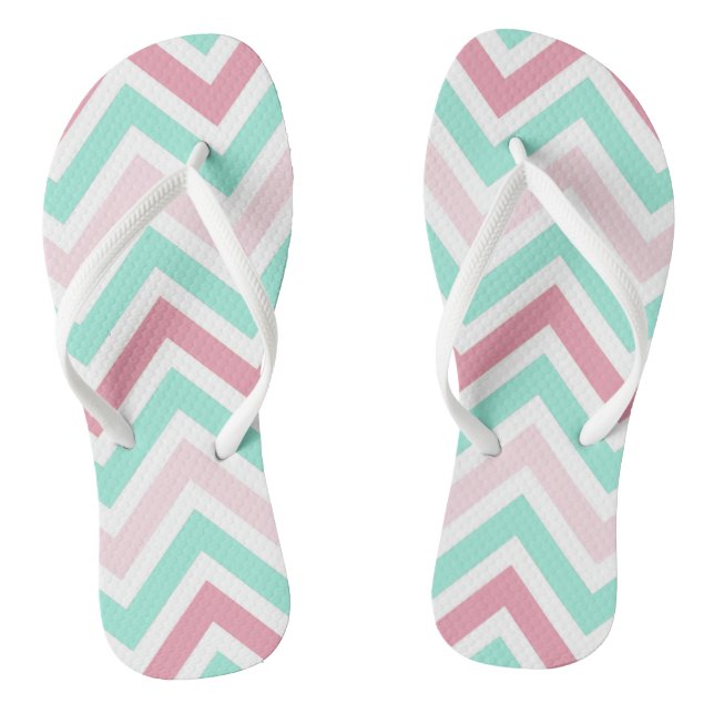 rosa und Aquamarin Zickzack Flip Flops (Fußbett)