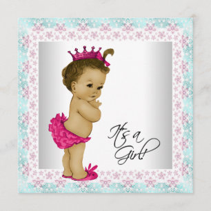 Rosa und Aquamarine Blue Baby Girl Dusche Einladung