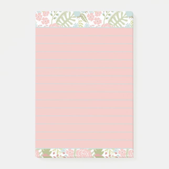 Rosa und aquamarine Blüten Post-it Klebezettel (Vorderseite)