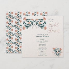 Rosa und Aquamarine Folklore Einladung