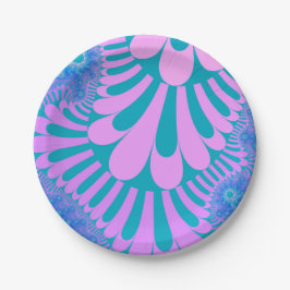 Rosa und Aquamarine Schleife Pappteller