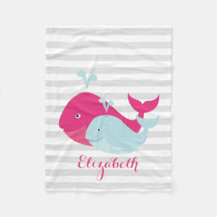 Rosa und aquamarine Wal-Kumpel Fleecedecke