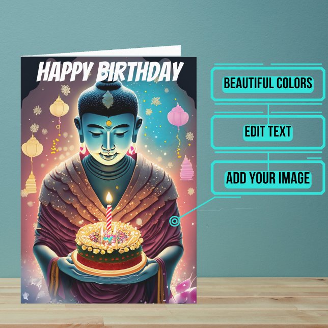 Rosa und Aquamariner Buddha Geburtstag Karte (Send someone you love a very special birthday card using a beautiful design featuring Buddha imagery)