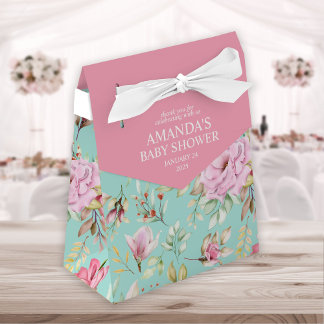 Rosa und Aquamariner Garten Blumen Geschenkschachtel
