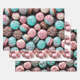 Rosa und Aquamariner Macaron Geschenkpapier Set