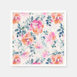 rosa und Aquamarines Blumenmuster Serviette