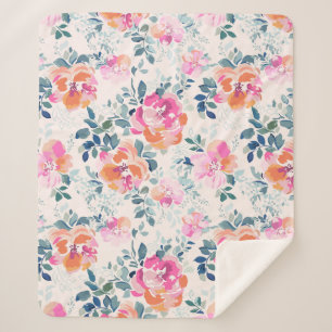 rosa und Aquamarines Blumenmuster Sherpadecke