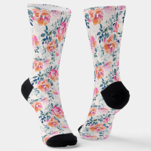 rosa und Aquamarines Blumenmuster Socken