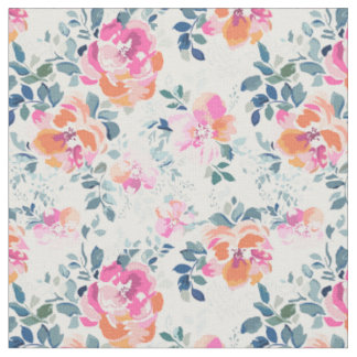 rosa und Aquamarines Blumenmuster Stoff
