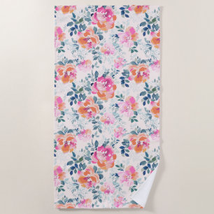 rosa und Aquamarines Blumenmuster Strandtuch