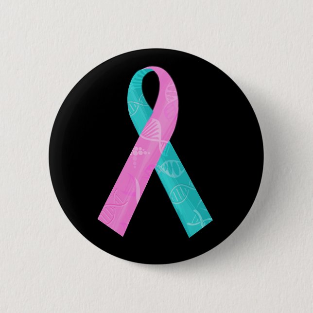 Rosa und aquamarines BRCA DNA-Band Button (Vorderseite)