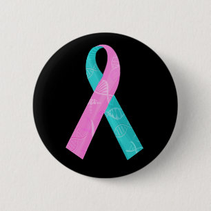 Rosa und aquamarines BRCA DNA-Band Button