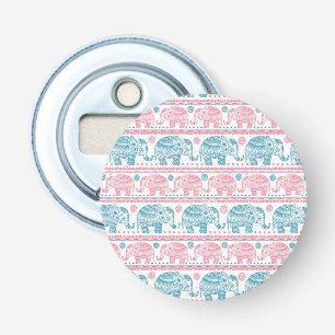 Rosa und aquamarines ethnisches Elefant-Muster Flaschenöffner