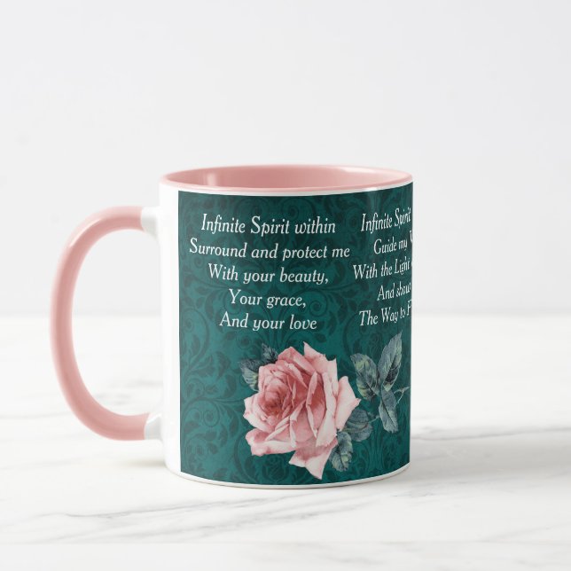 Rosa und Aquamarines Morgengebet Tasse (Links)