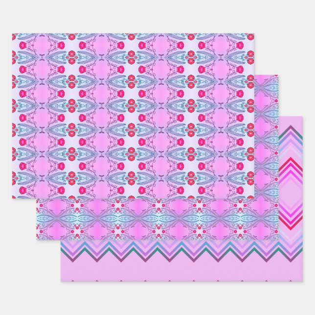 Rosa und Aquamarines Wrapping Paper Flat Sheet Set Geschenkpapier Set (Set)