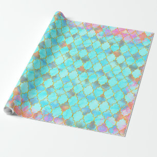 Rosa und aquamarinfarbenes marokkanisches Muster Geschenkpapier