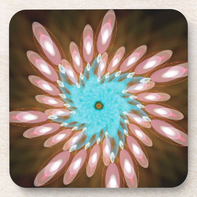 Rosa und Baby Blue Swirling Out of Kontrolle Getränkeuntersetzer (Vorderseite)