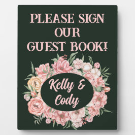 Rosa und Beige Blume Oval auf grünem Gast Fotoplatte