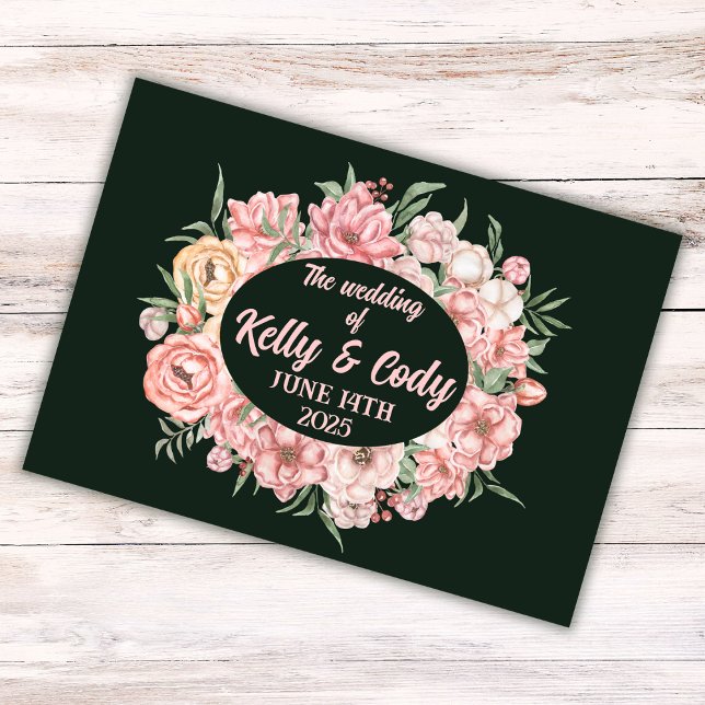 Rosa und Beige Blume Oval auf Grüner Hochzeit Gästebuch (Von Creator hochgeladen)