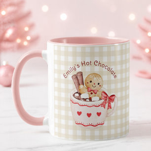 Rosa und beige gepunkteter Büffel-Karo Mädchen-Hei Tasse