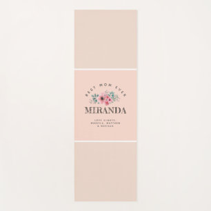 Rosa und Beige Monogram Beste Mama je Personalisie Yogamatte