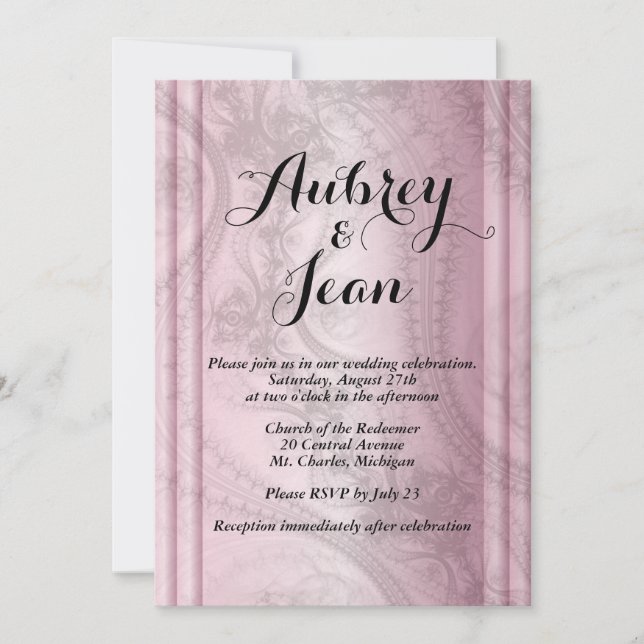 Rosa und Bladk Hochzeit Einladung (Vorderseite)