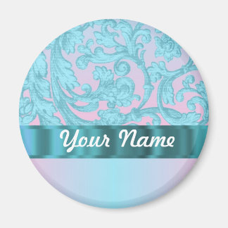 Rosa und blass-blaue Damastasse Magnet