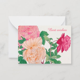Rosa und blass Orange Rose Blume Beste Wünsche Mitteilungskarte