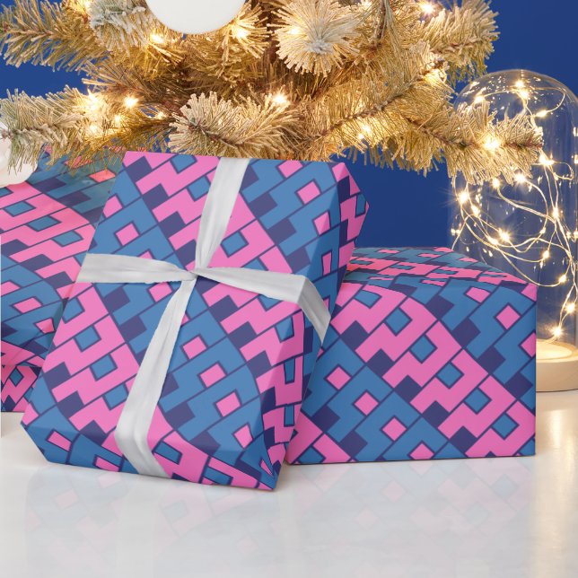 Rosa und Blau Abstrakt Geschenkpapier (Feiertage)