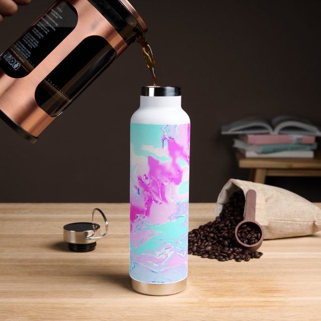 rosa und blau, Abstrakt Trinkflasche (Kaffee)