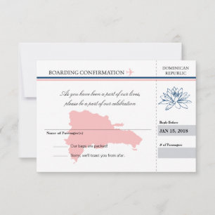 Rosa und Blau Dominikanische Republik RSVP Karte