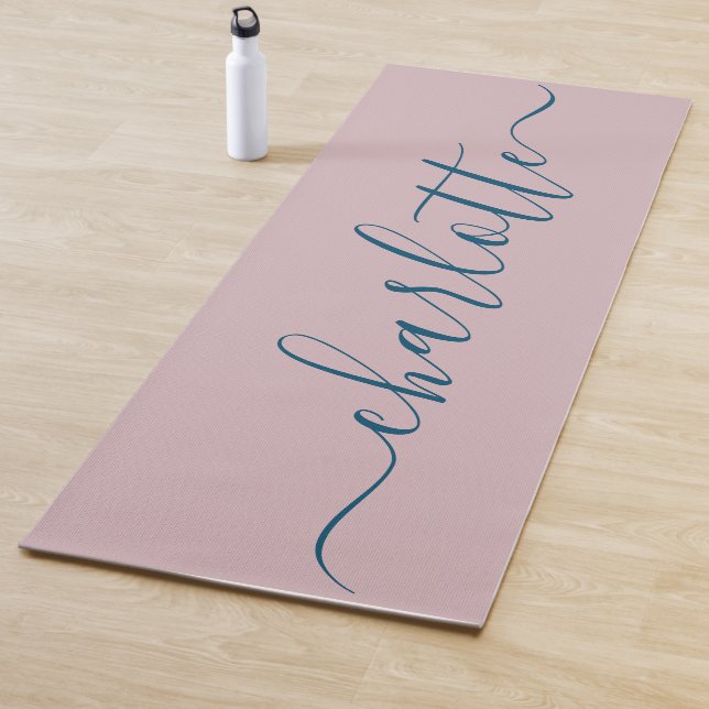 Rosa und Blau Einfach Stilvolles Monogramm Yogamatte (Beispiel)