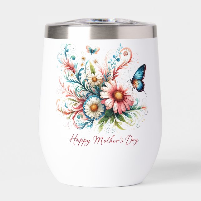 Rosa und blau florale Happy Mother Day (Vorderseite)