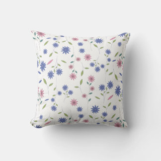 Rosa und Blau Florales Nahtloses Muster Kissen