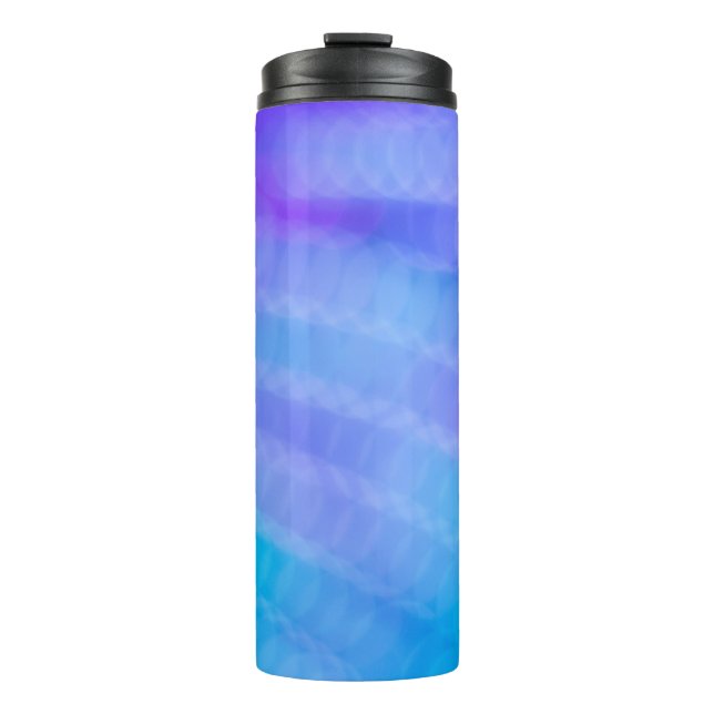 Rosa und blau gestreifte Textilien Thermosbecher (Vorderseite)