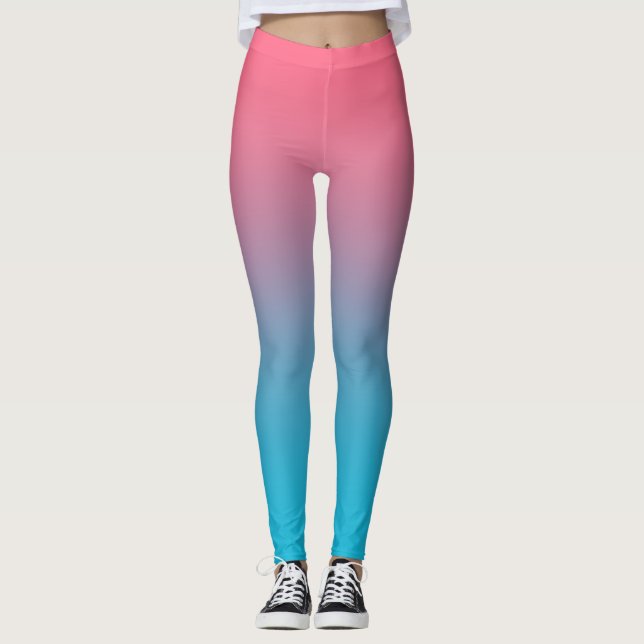 Rosa und blau glänzende Leggings (Vorderseite)