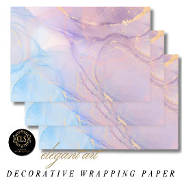Rosa und Blau Gold Glitter Marmor Geschenkpapier Set
