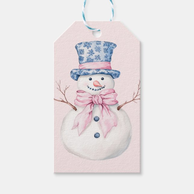 Rosa und blau Grandmillennial Santa Geschenkanhänger (Vorderseite)