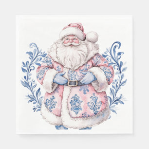 Rosa und blau Grandmillennial Santa Serviette